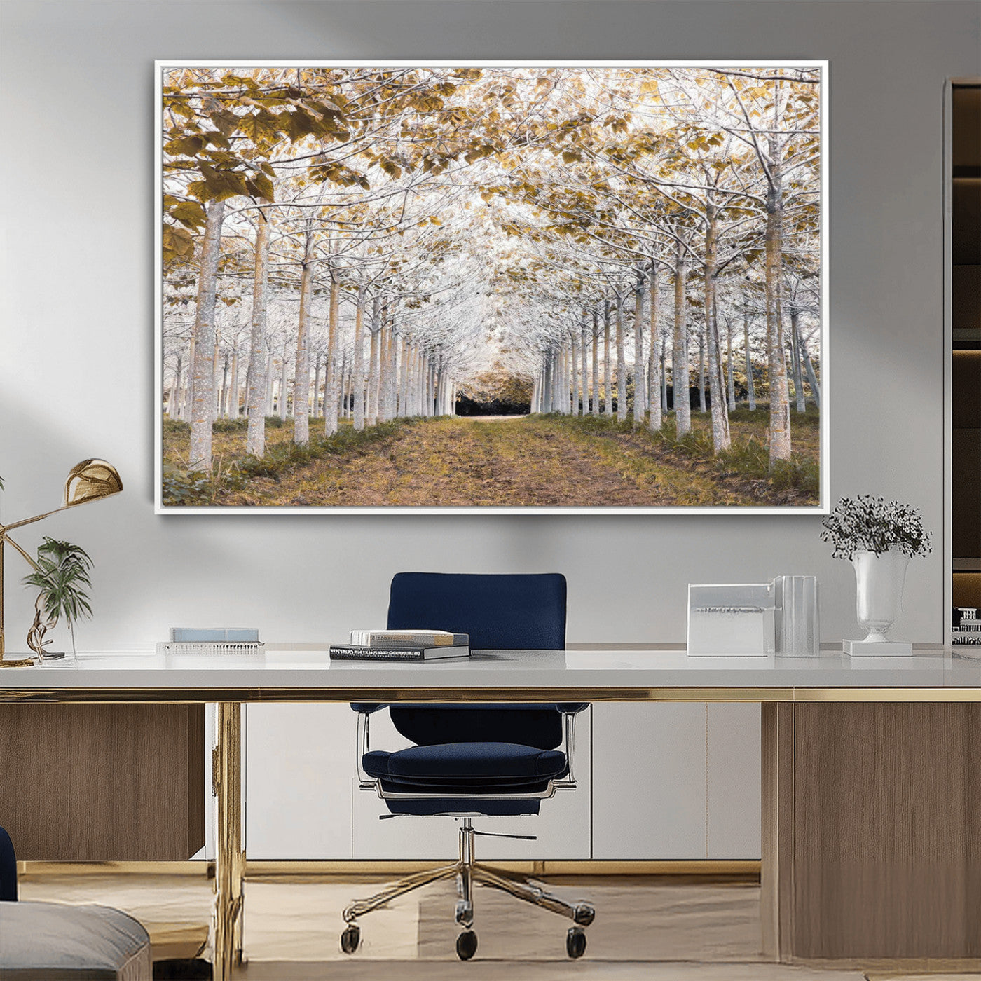MGV-FC-36X24 - Forest Grove Wall Art | Serene Pathway Canvas Print | Ready to Hang and Framed Nature Wall Decor for