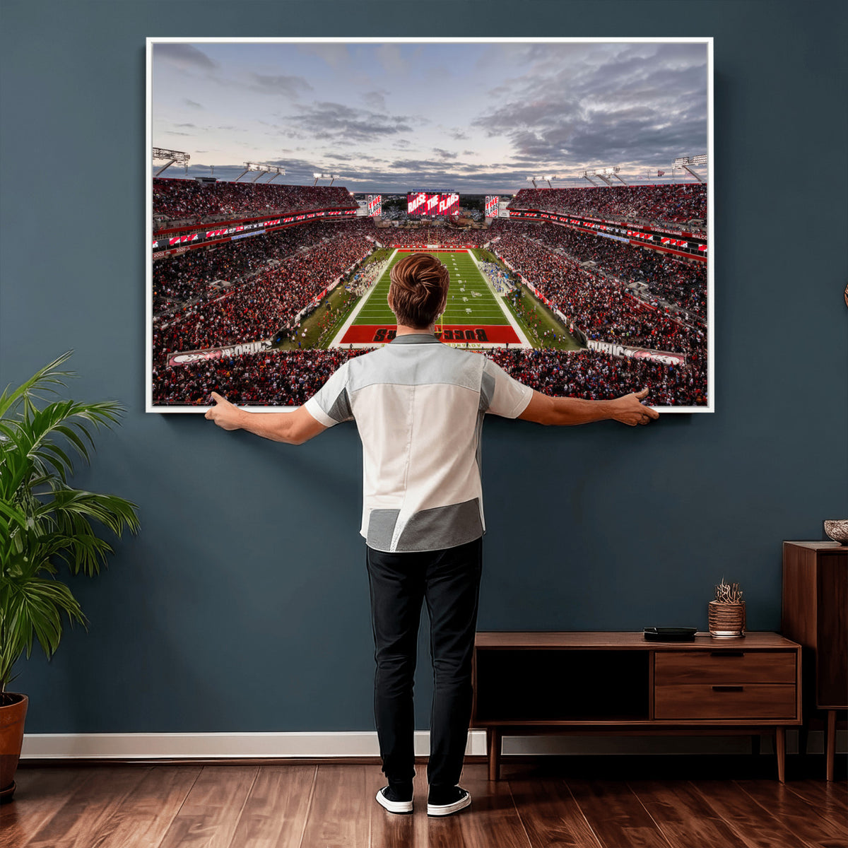 35698-MGV-CV-36X24 - Florida Tampa Raymond James Stadium Wall Art Canvas Print - NFL Football Stadium Print Canvas