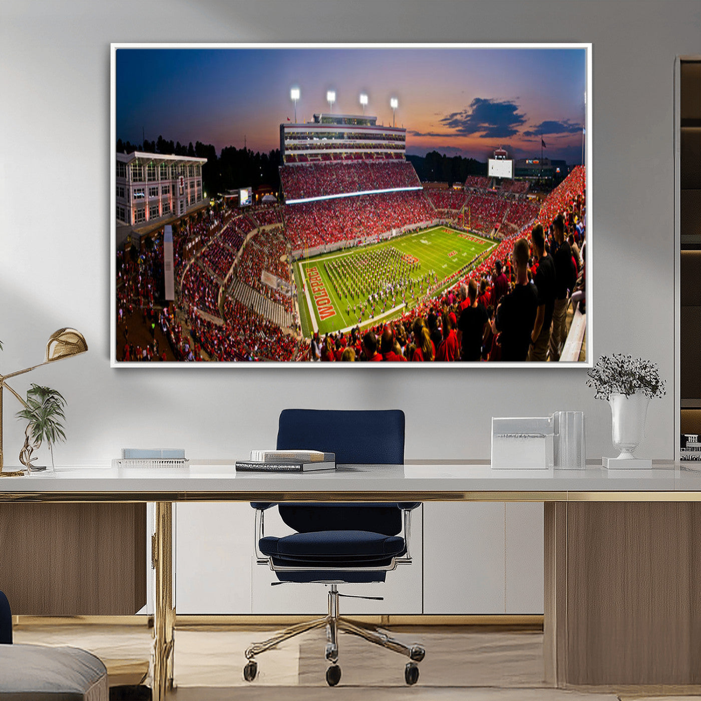 MGV-FC-36X24 - NC State Wolfpack Football Team Print - Raleigh Carter-Finley Stadium Wall Art Canvas Print