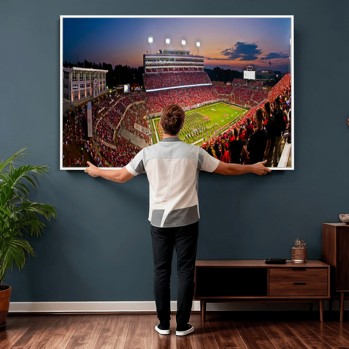 87655-MGV-CV-36X24 - NC State Wolfpack Football Team Print - Raleigh Carter-Finley Stadium Wall Art Canvas Print