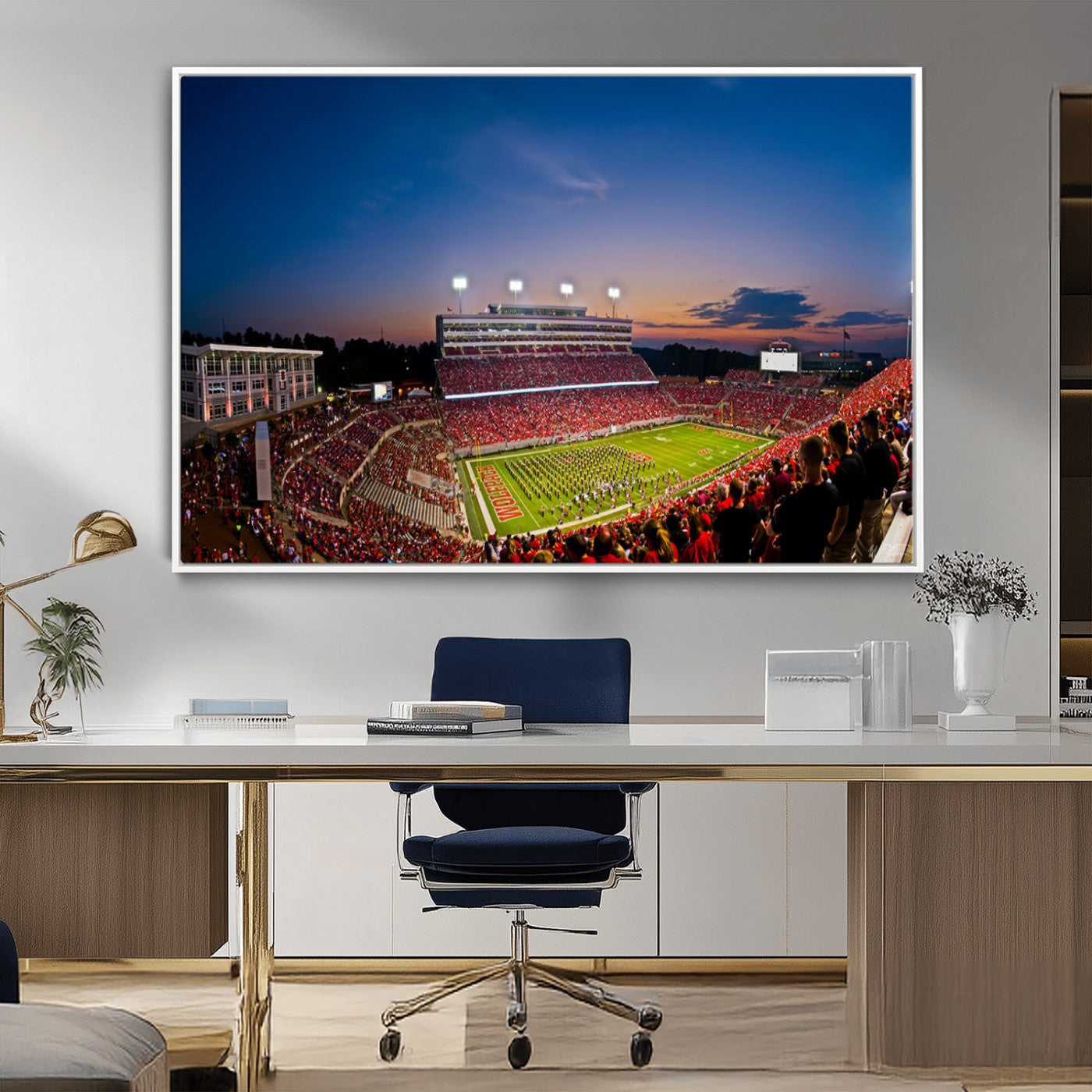 MGV-FC-36X24 - NC State Wolfpack Football Team Print - Raleigh Carter-Finley Stadium Wall Art Canvas Print