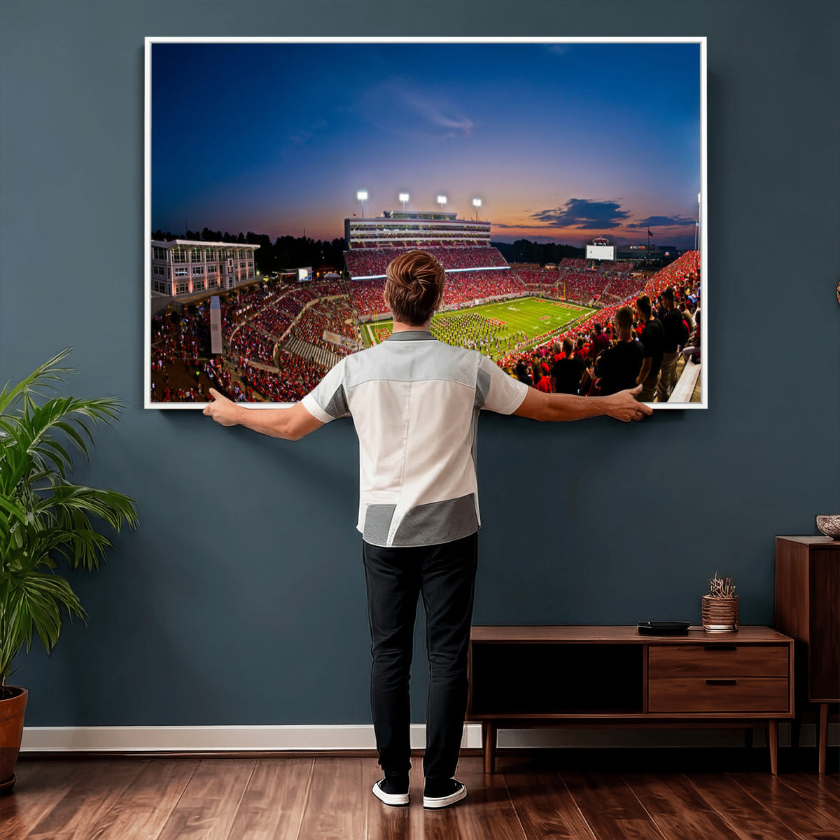 33313-MGV-CV-36X24 - NC State Wolfpack Football Team Print - Raleigh Carter-Finley Stadium Wall Art Canvas Print