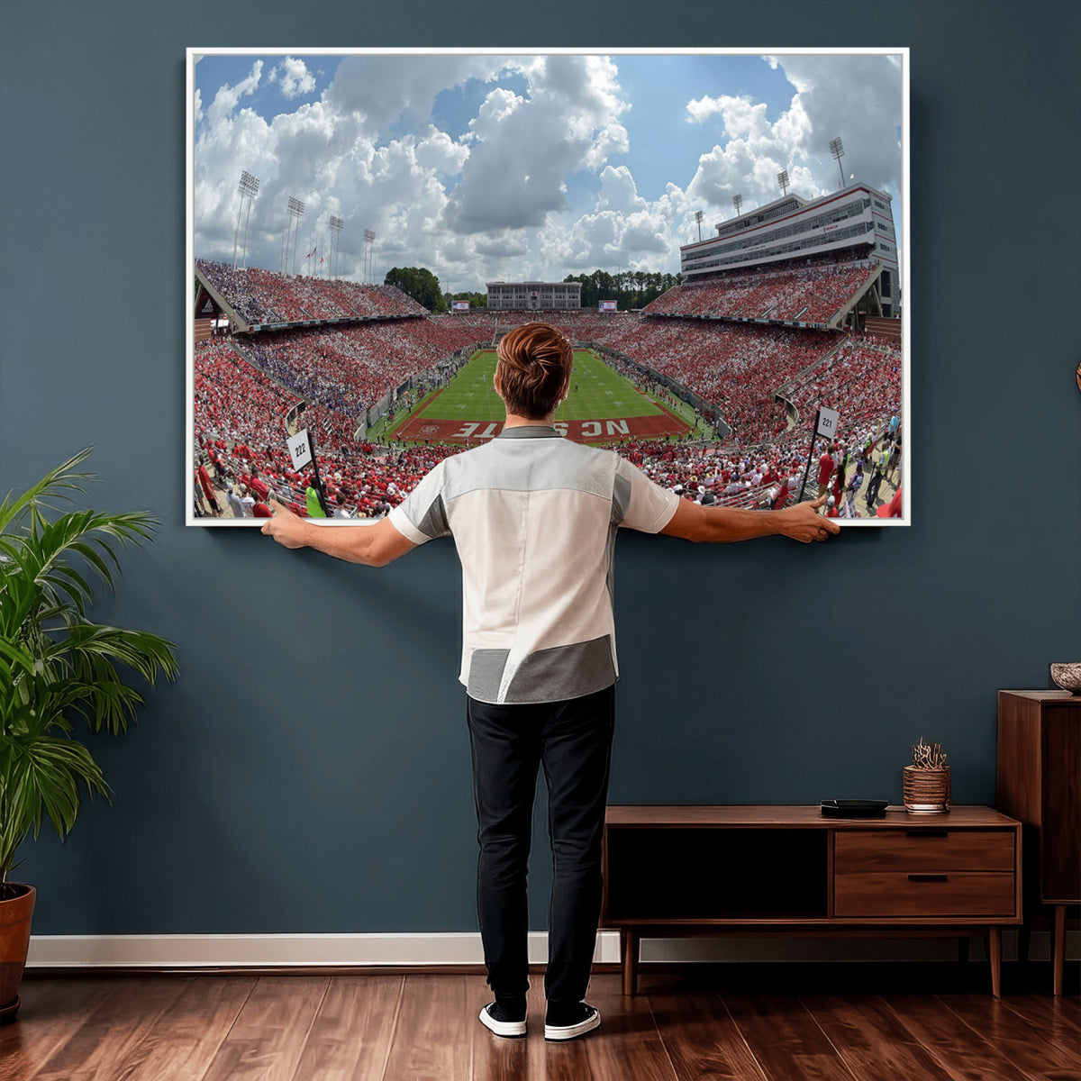 30640-MGV-CV-36X24 - NC State Wolfpack Football Team Print Canvas- Raleigh Carter-Finley Stadium Wall Art Canvas Print