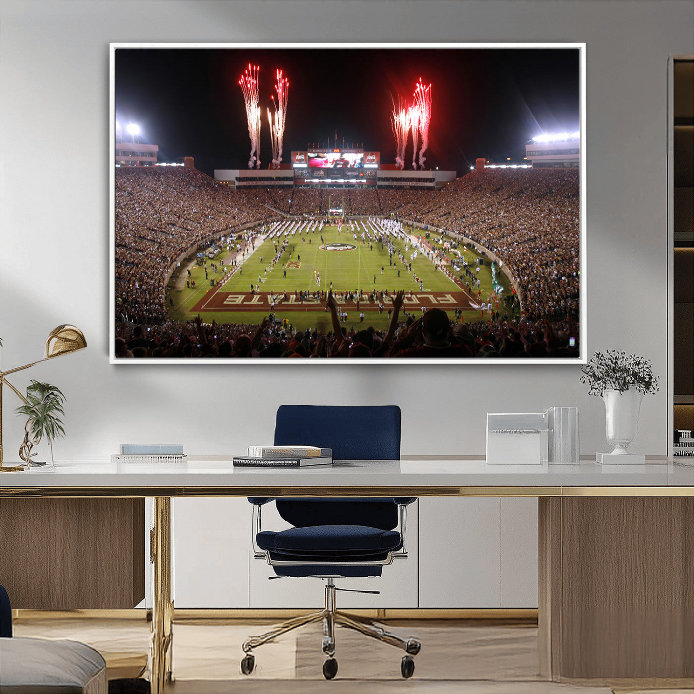 MGV-FC-36X24 - Framed Florida State Seminoles Football Team Print - Tallahassee Doak Campbell Stadium Wall Art