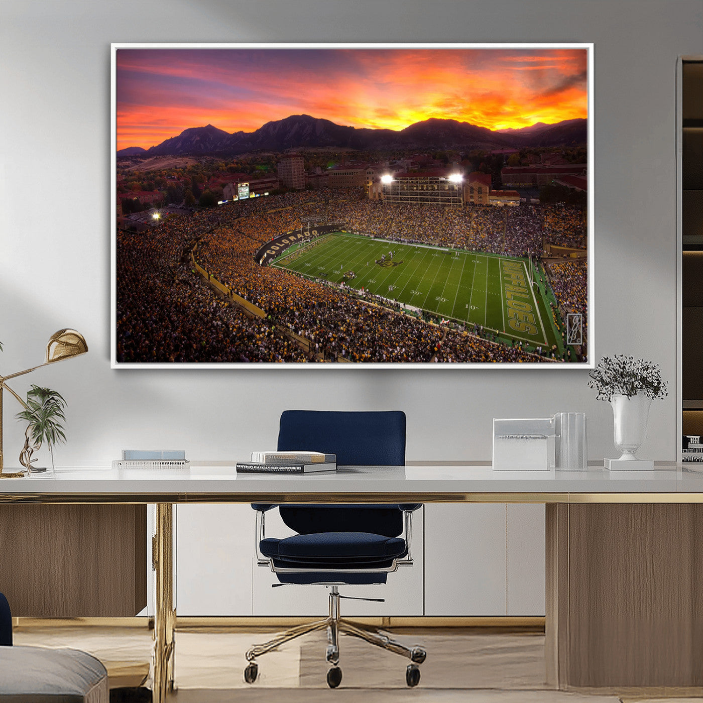 MGV-FC-36X24 - Colorado Buffaloes Football Team Print - Boulder Folsom Field Stadium Wall Art Canvas Print