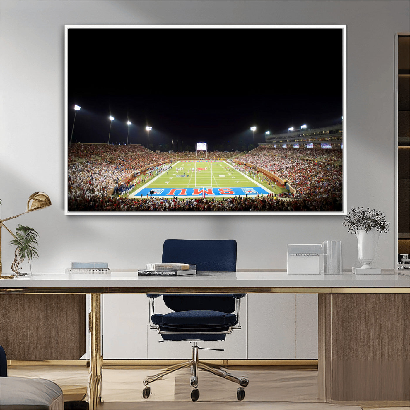 MGV-FC-36X24 - SMU Mustangs Football Team Print - Dallas Gerald J. Ford Stadium Wall Art Canvas Print