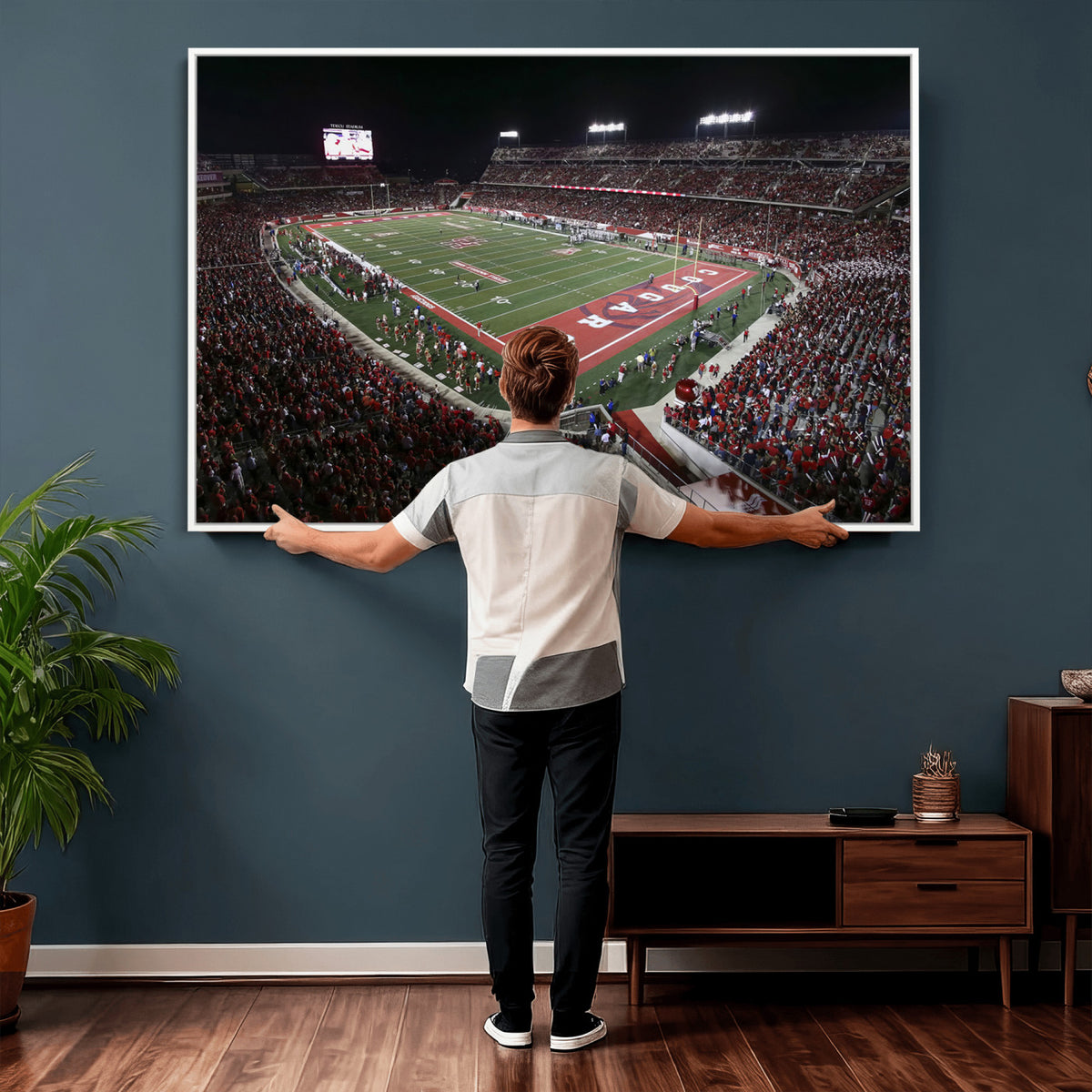 94207-MGV-CV-36X24 - Houston Cougars Football Team Print - Houston TDECU Stadium Wall Art Canvas Print