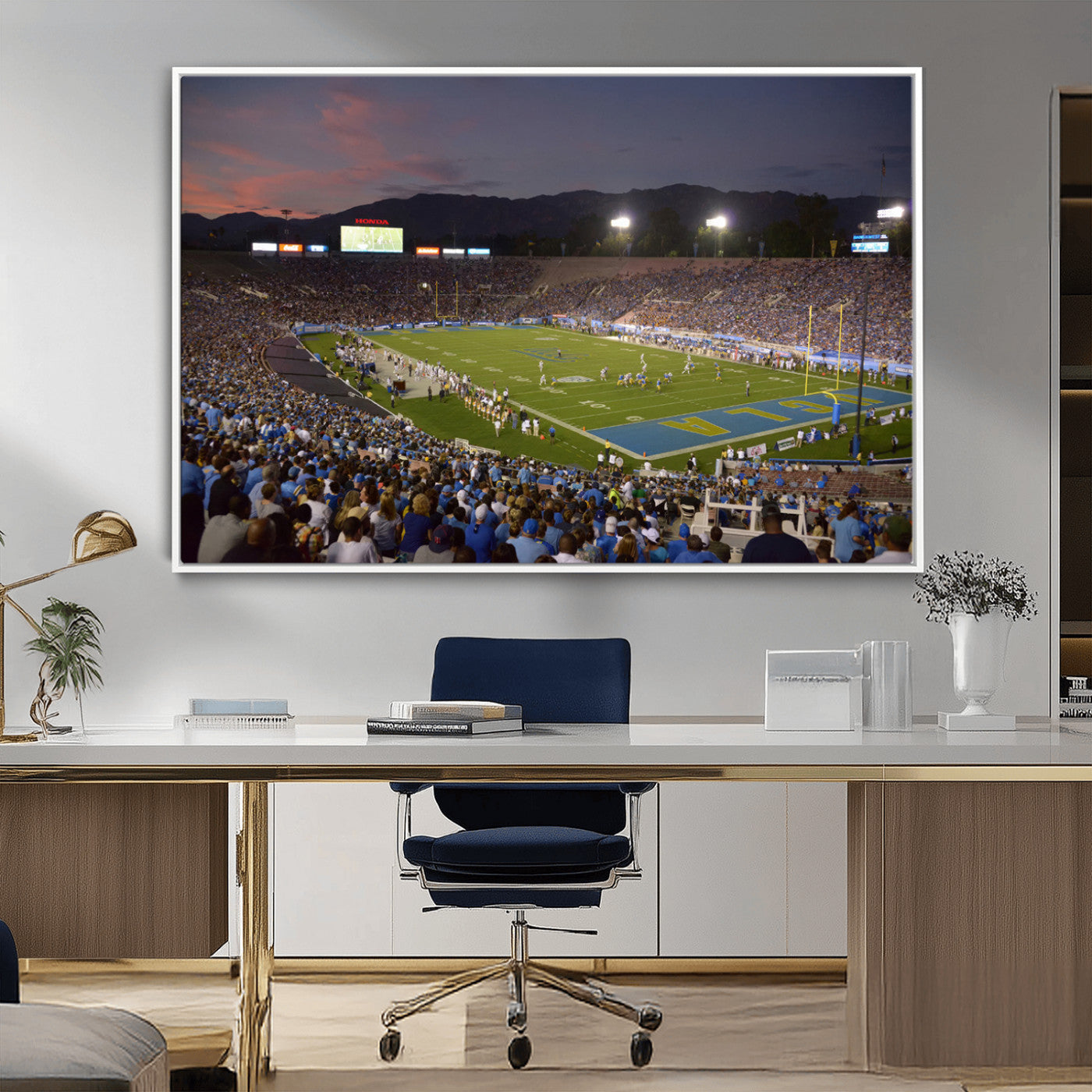 MGV-FC-36X24 - UCLA Bruins Football Team Print - Pasadena Rose Bowl Stadium Wall Art Canvas Print
