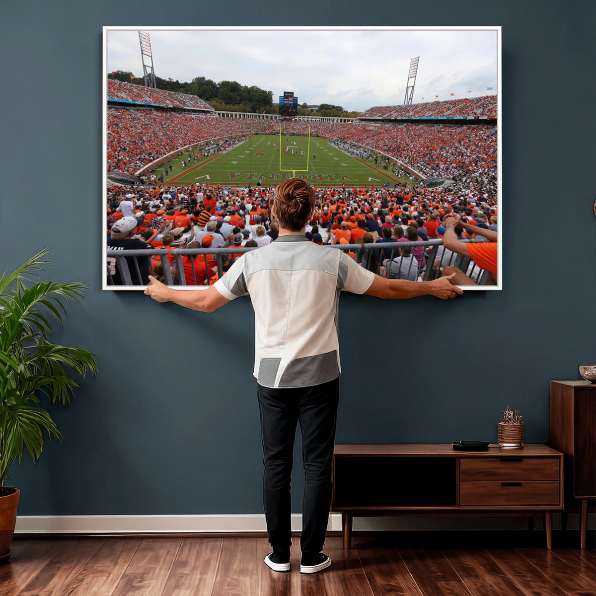63606-MGV-CV-36X24 - Virginia Cavaliers Football Team Print, Charlottesville, Extra Large Game Room Wall Decor