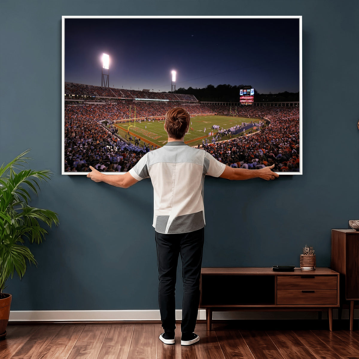 69378-MGV-CV-36X24 - Virginia Cavaliers Football Team Print - Charlottesville Scott Stadium Canvas Print Wall Art