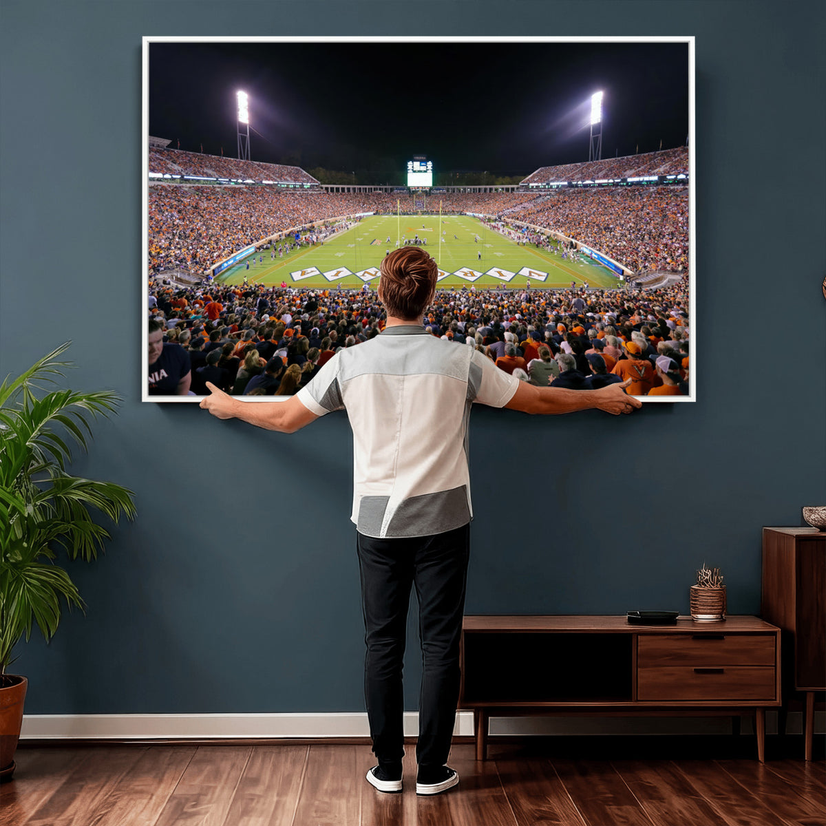 98441-MGV-CV-36X24 - Virginia Cavaliers Football Team Print - Charlottesville Scott Stadium Wall Art Canvas Print