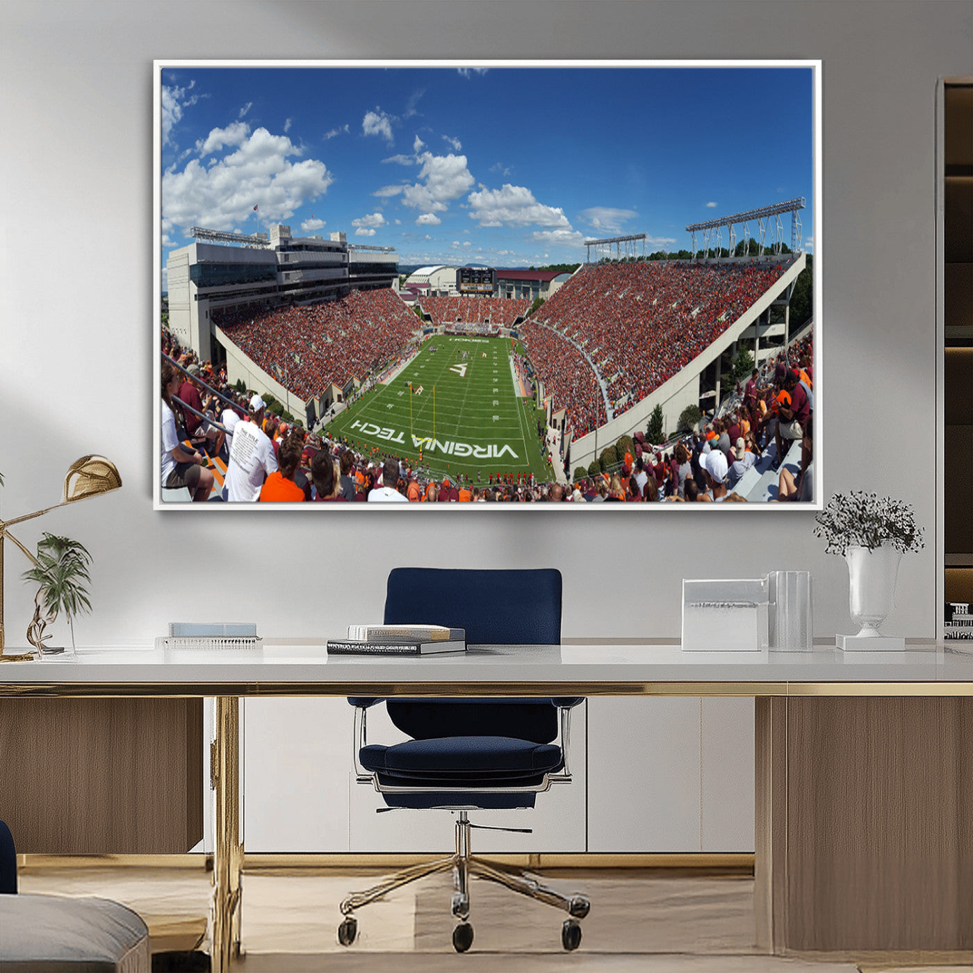 MGV-FC-36X24 - Virginia Tech Hokies Football Team Print - Blacksburg Lane Stadium Wall Art Canvas Print