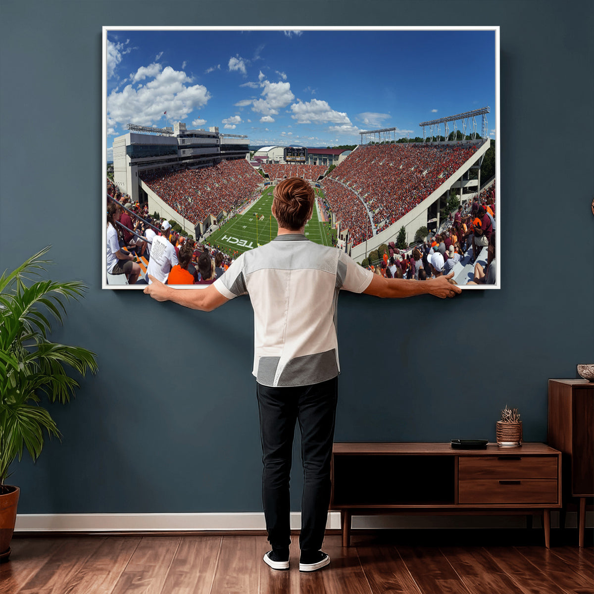 87769-MGV-CV-36X24 - Virginia Tech Hokies Football Team Print - Blacksburg Lane Stadium Wall Art Canvas Print