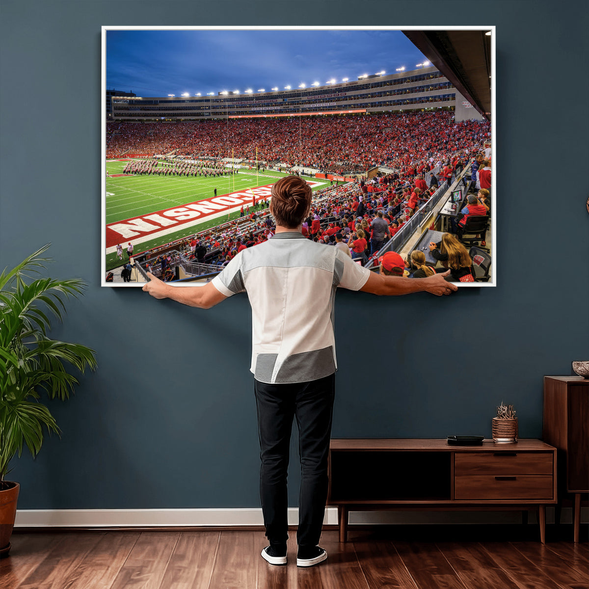 57601-MGV-CV-36X24 - Wisconsin Badgers Football Team Print - Madison Camp Randall Stadium Wall Art, Wisconsin Badgers