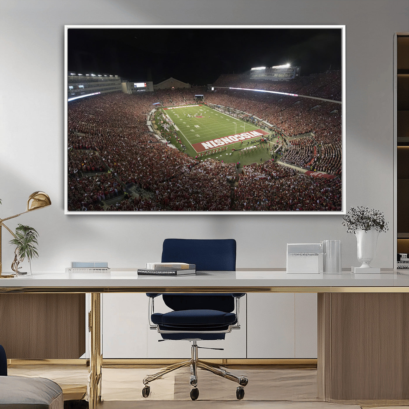 MGV-FC-36X24 - Wisconsin Badgers Football Team Print - Madison Camp Randall Stadium Wall Art Canvas Print