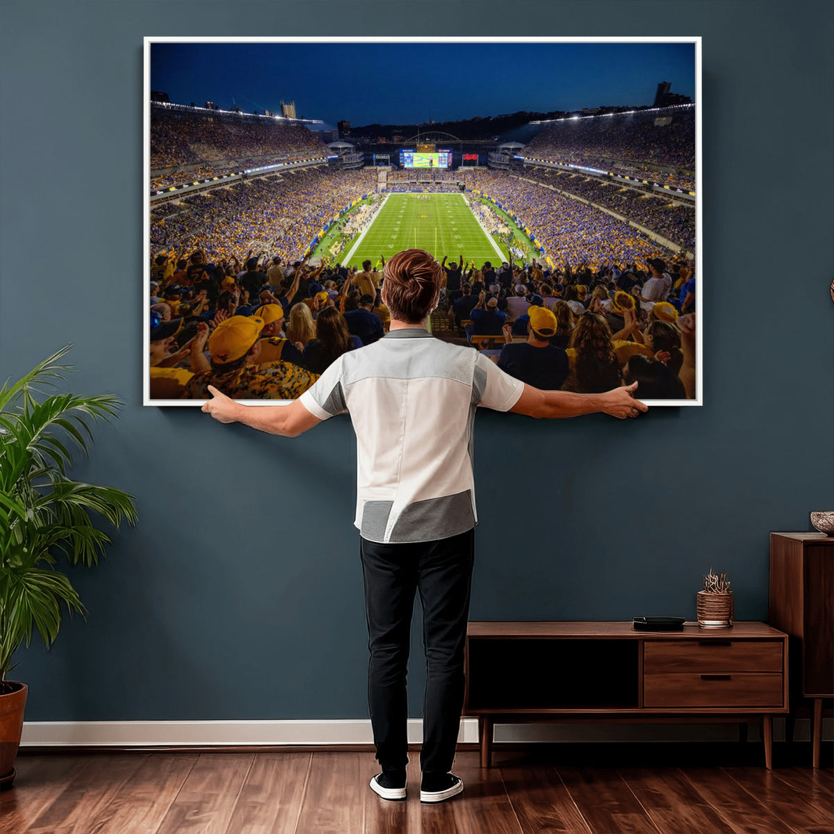 62297-MGV-CV-36X24 - Pittsburgh Panthers Football Team Print - Pittsburgh Acrisure Stadium Wall Art Canvas Print