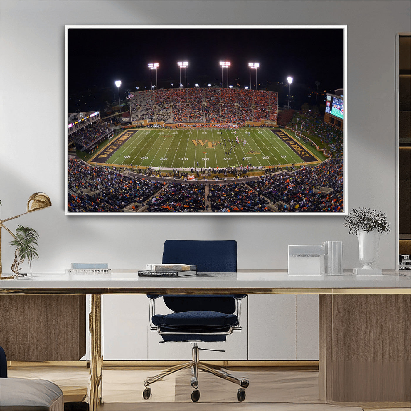 MGV-FC-36X24 - Demon Deacons Print Canvas, Football Team Print - Winston-Salem Allegacy Federal Credit Union