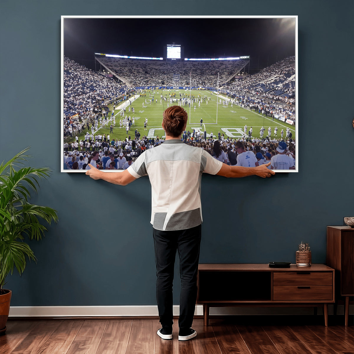 65036-MGV-CV-36X24 - Brigham Young University Cougars Football Print Canvas - Provo LaVell Edwards Stadium Wall Art