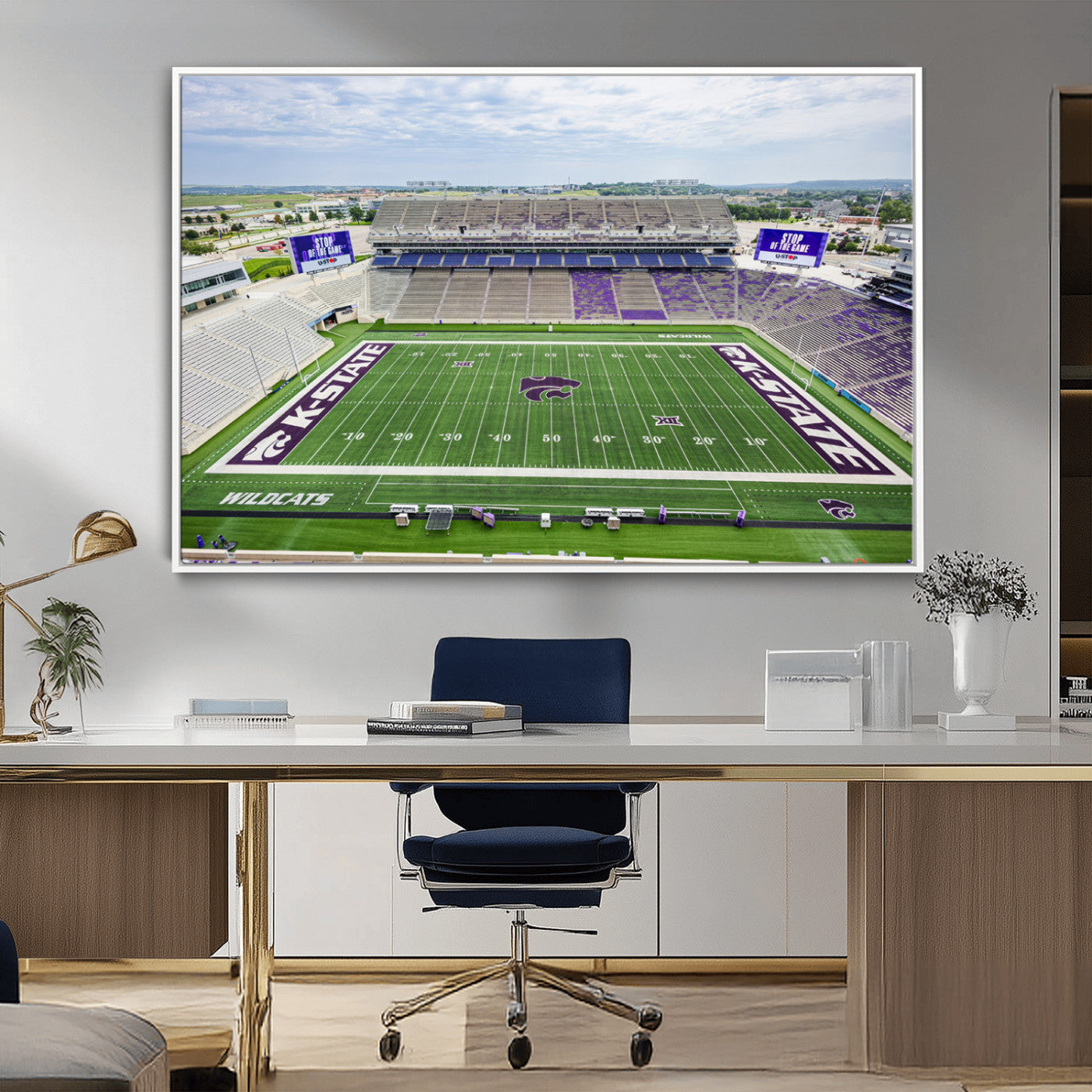MGV-FC-36X24 - KState Wildcats Football Team Print - Manhattan Bill Snyder Family Football Stadium Wall Art Canvas