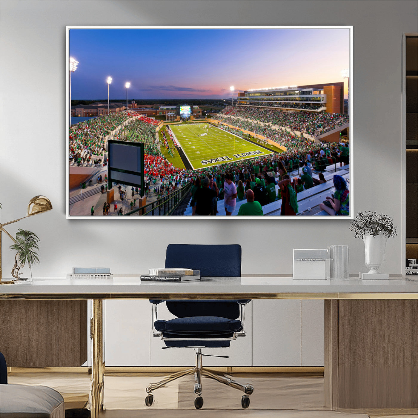 MGV-FC-36X24 - University of North Texas Mean Green Football Team Print - Denton DATCU Stadium Wall Art Canvas