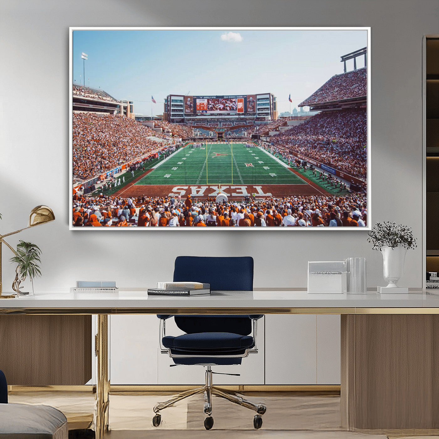 MGV-FC-36X24 - Framed Texas Memorial Stadium Canvas, University of Texas Longhorns Football Team Print - Austin