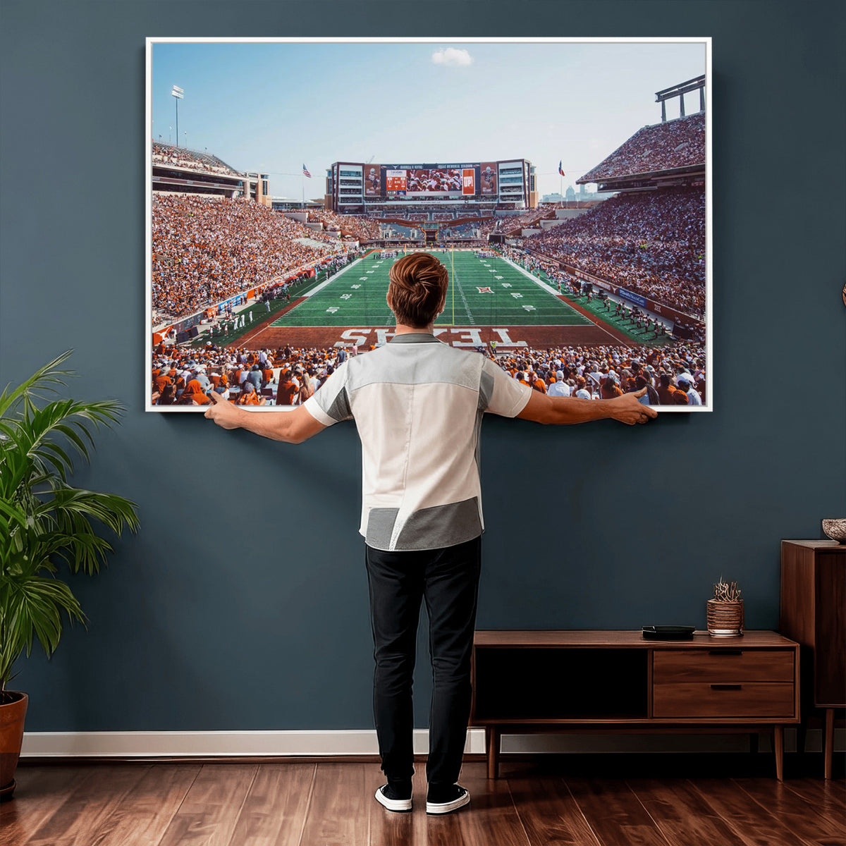 14826-MGV-CV-36X24 - Framed Texas Memorial Stadium Canvas, University of Texas Longhorns Football Team Print - Austin