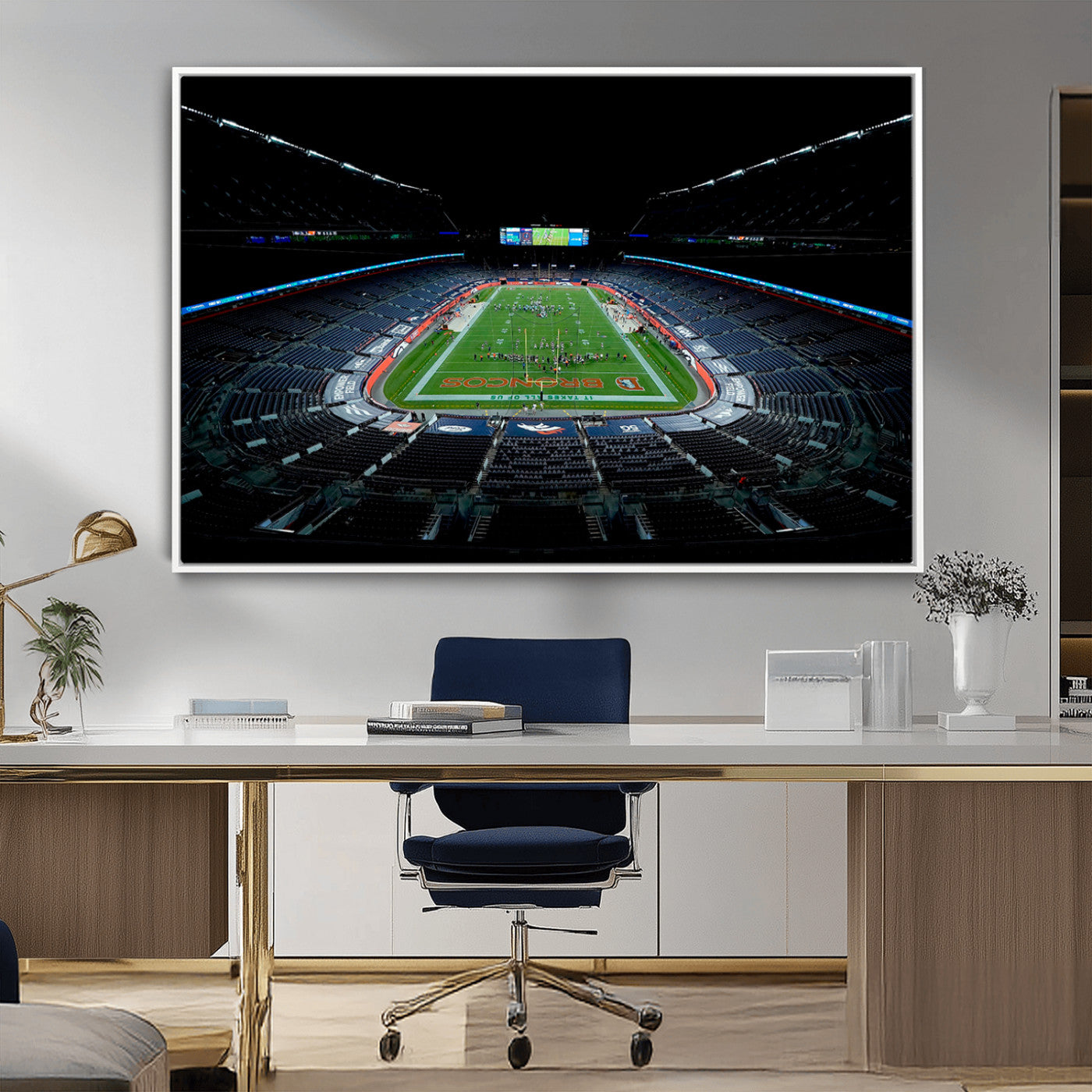 MGV-FC-36X24 - Denver Broncos Football Team Print Canvas- Denver Empower Field at Mile High Stadium Wall Art Canvas