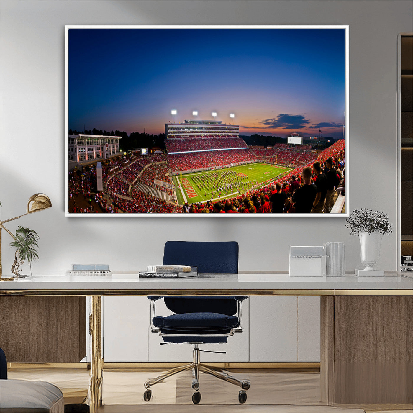 MGV-FC-36X24 - Wolfpack Football Team Wall Art Print - Raleigh Carter-Finley Stadium Wall Art Canvas Print