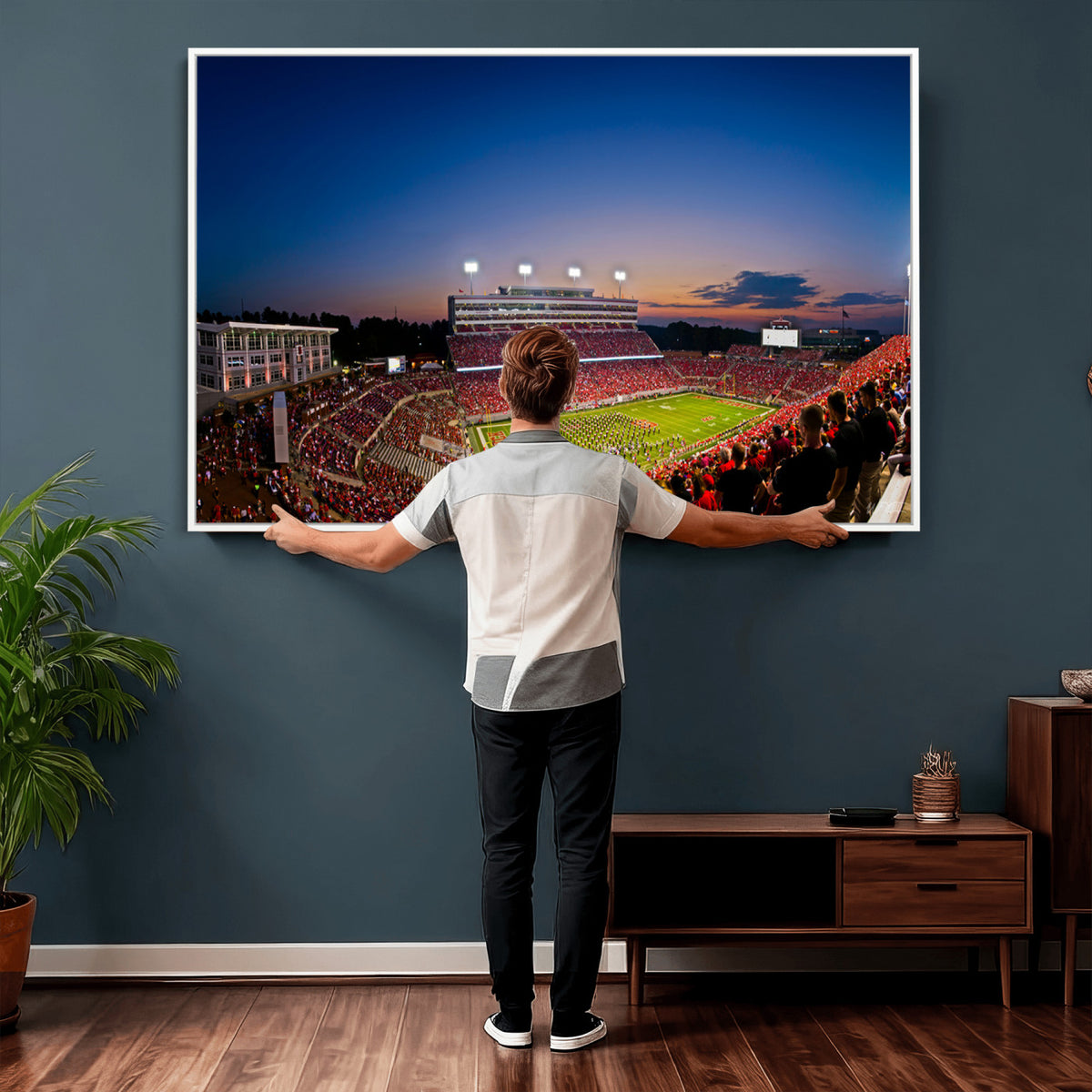 76202-MGV-CV-36X24 - Wolfpack Football Team Wall Art Print - Raleigh Carter-Finley Stadium Wall Art Canvas Print