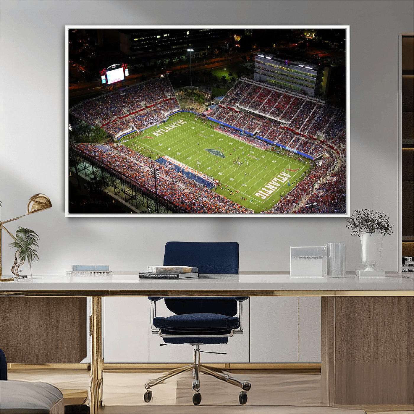 MGV-FC-36X24 - Florida Atlantic University Owls Canvas Print, Football Team Print - Boca Raton FAU Stadium Wall Art