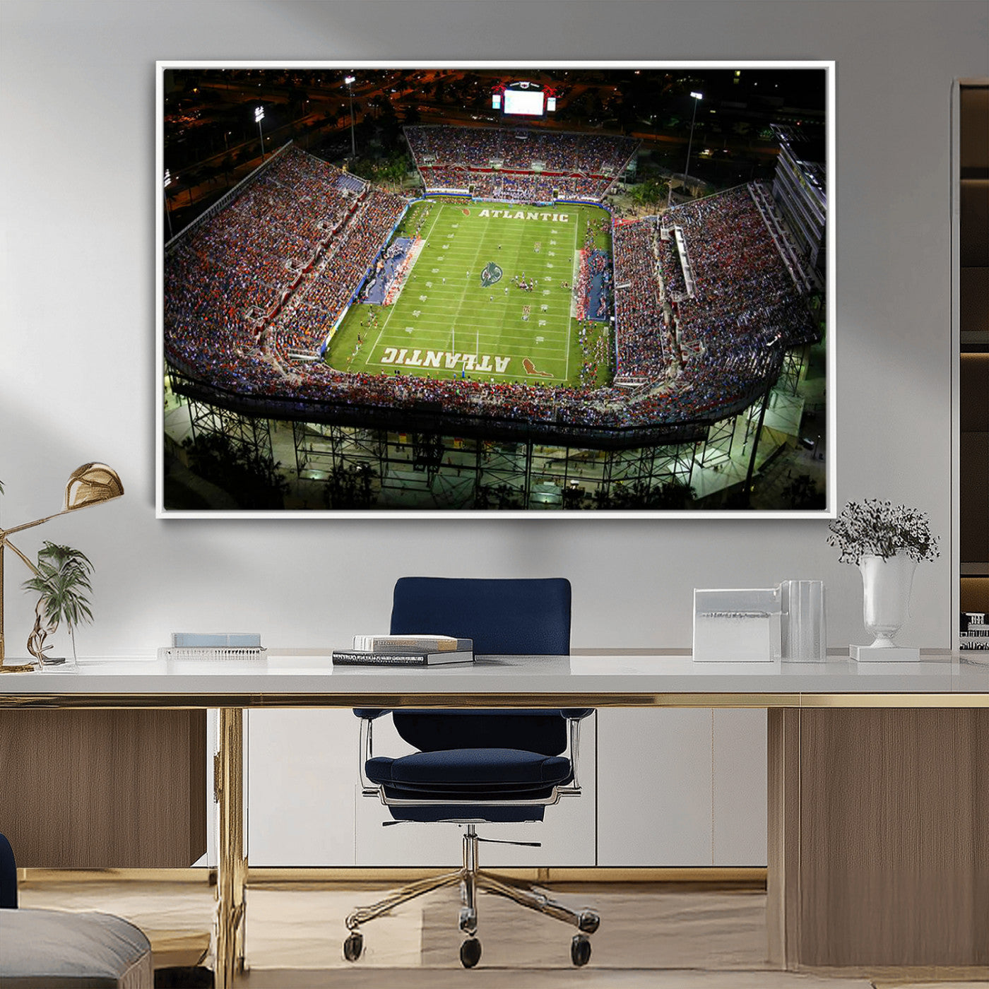 MGV-FC-36X24 - Florida Atlantic University Owls Football Team Print - Boca Raton FAU Stadium Wall Art Canvas Print