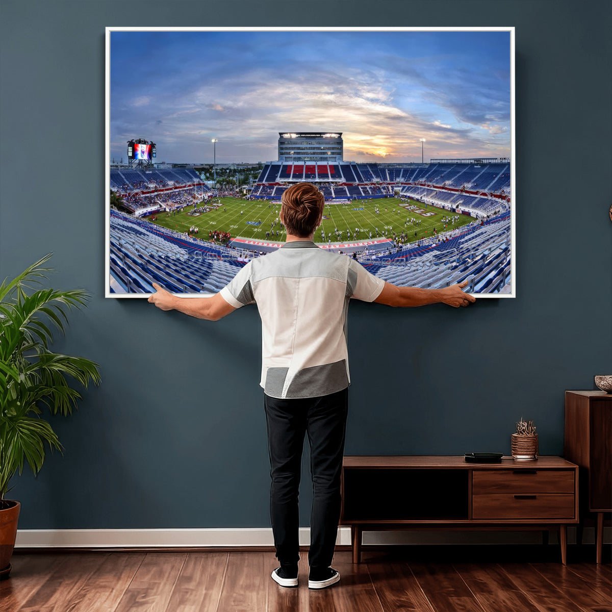 69559-MGV-CV-36X24 - Florida Atlantic University Owls Football Team Print - Boca Raton FAU Stadium Wall Art Canvas Print