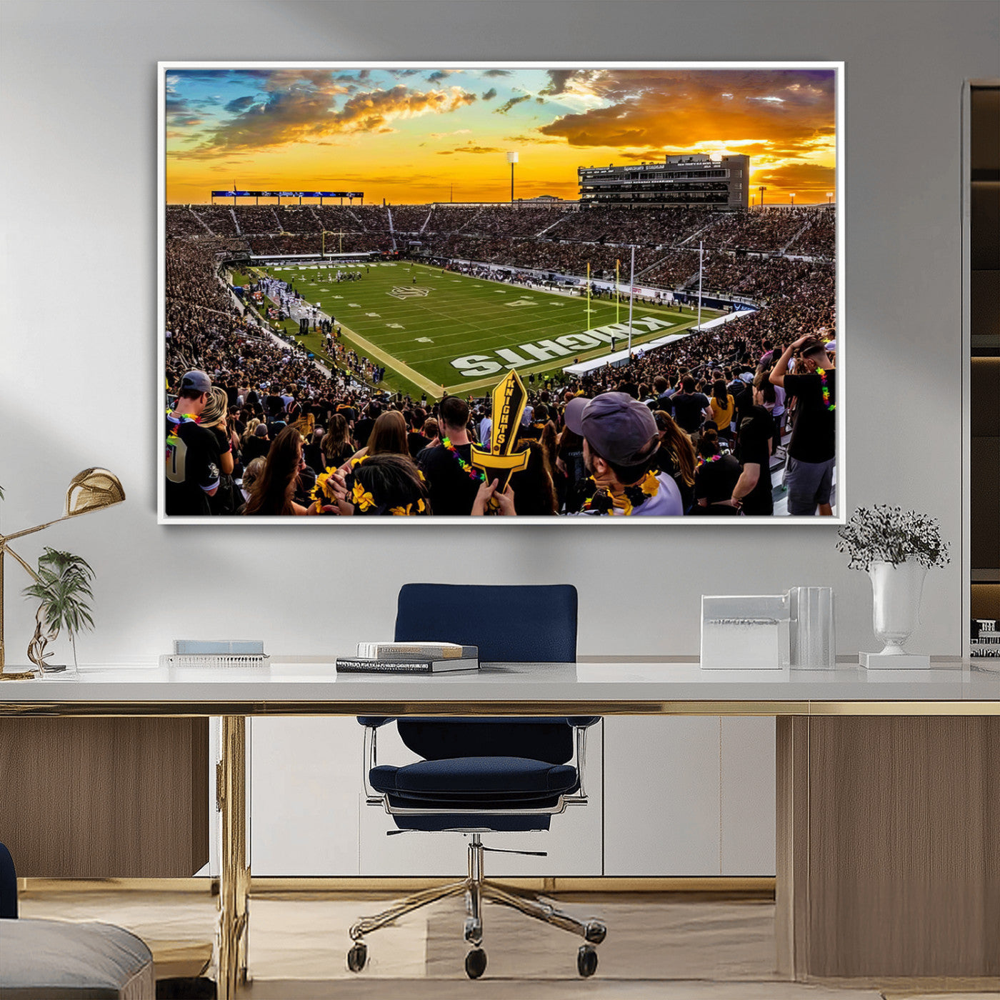 MGV-FC-36X24 - UCF Knights Football Team Print - Orlando FBC Mortgage Stadium, UCF Knights Wall Art Canvas Print