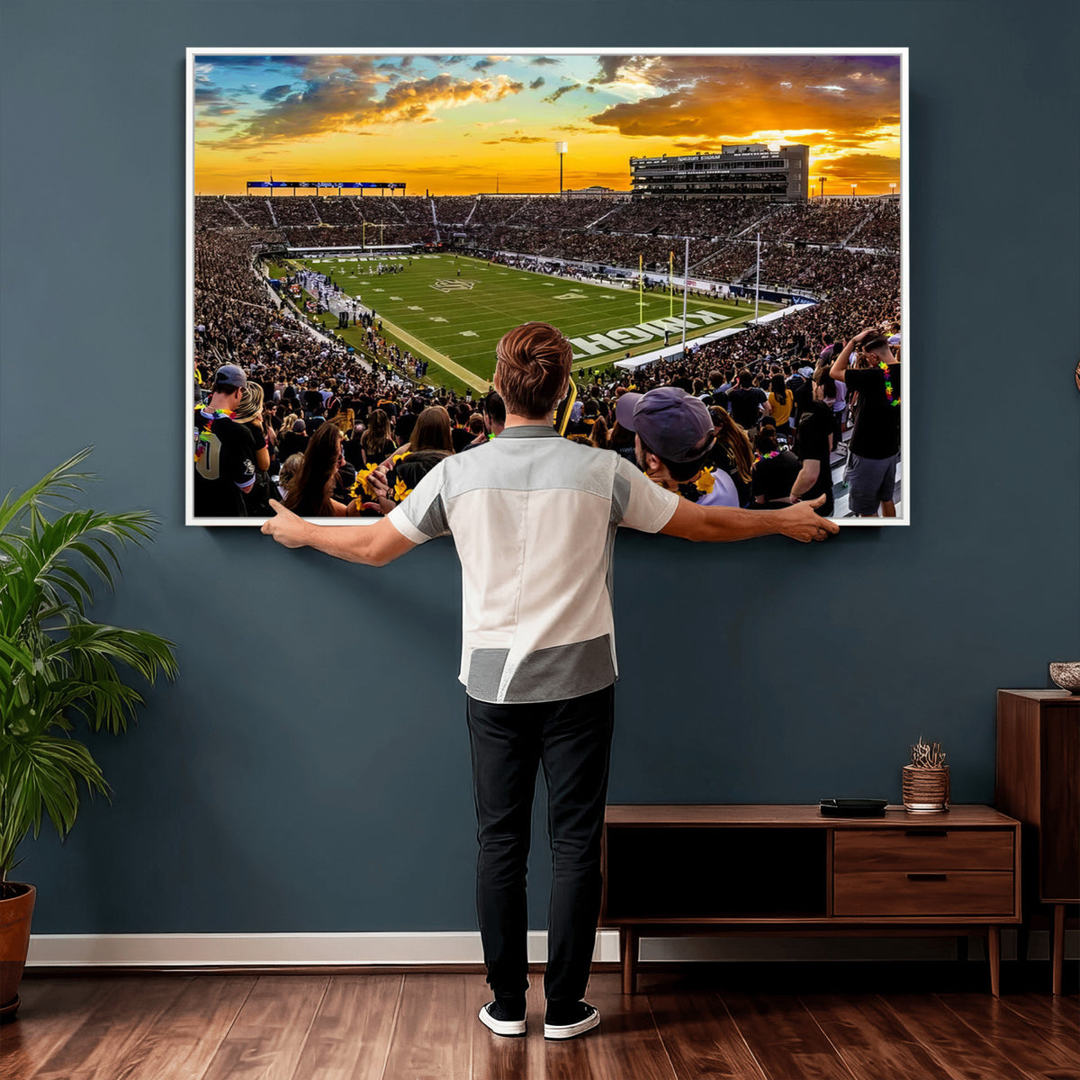 66803-MGV-CV-36X24 - UCF Knights Football Team Print - Orlando FBC Mortgage Stadium, UCF Knights Wall Art Canvas Print