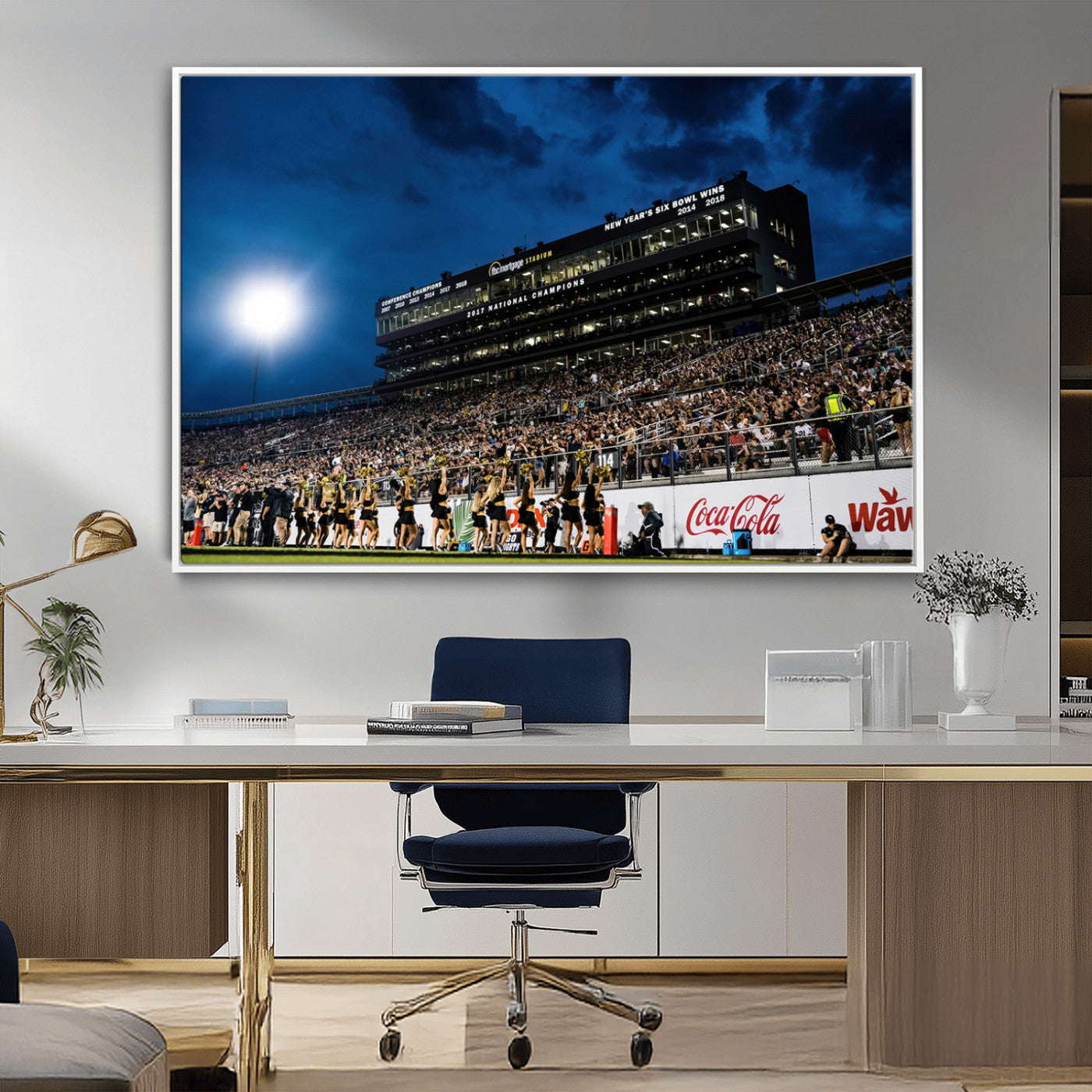 MGV-FC-36X24 - UCF Knights Football Team Print - Orlando FBC Mortgage Stadium Wall Art Canvas Print