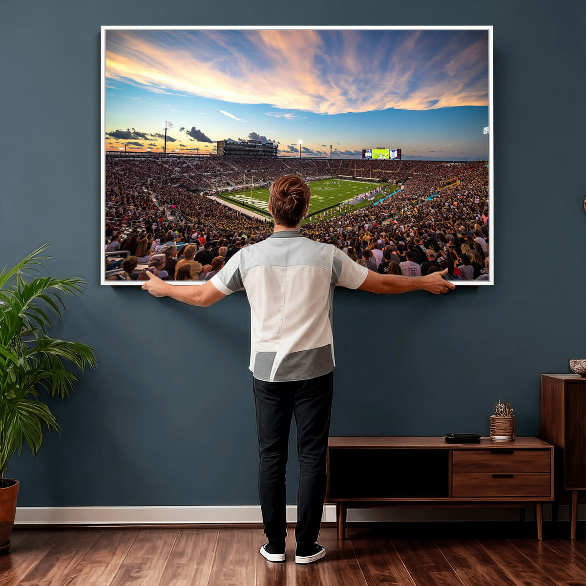 50243-MGV-CV-36X24 - UCF Knights Football Team Print - Orlando FBC Mortgage Stadium Wall Art Canvas Print