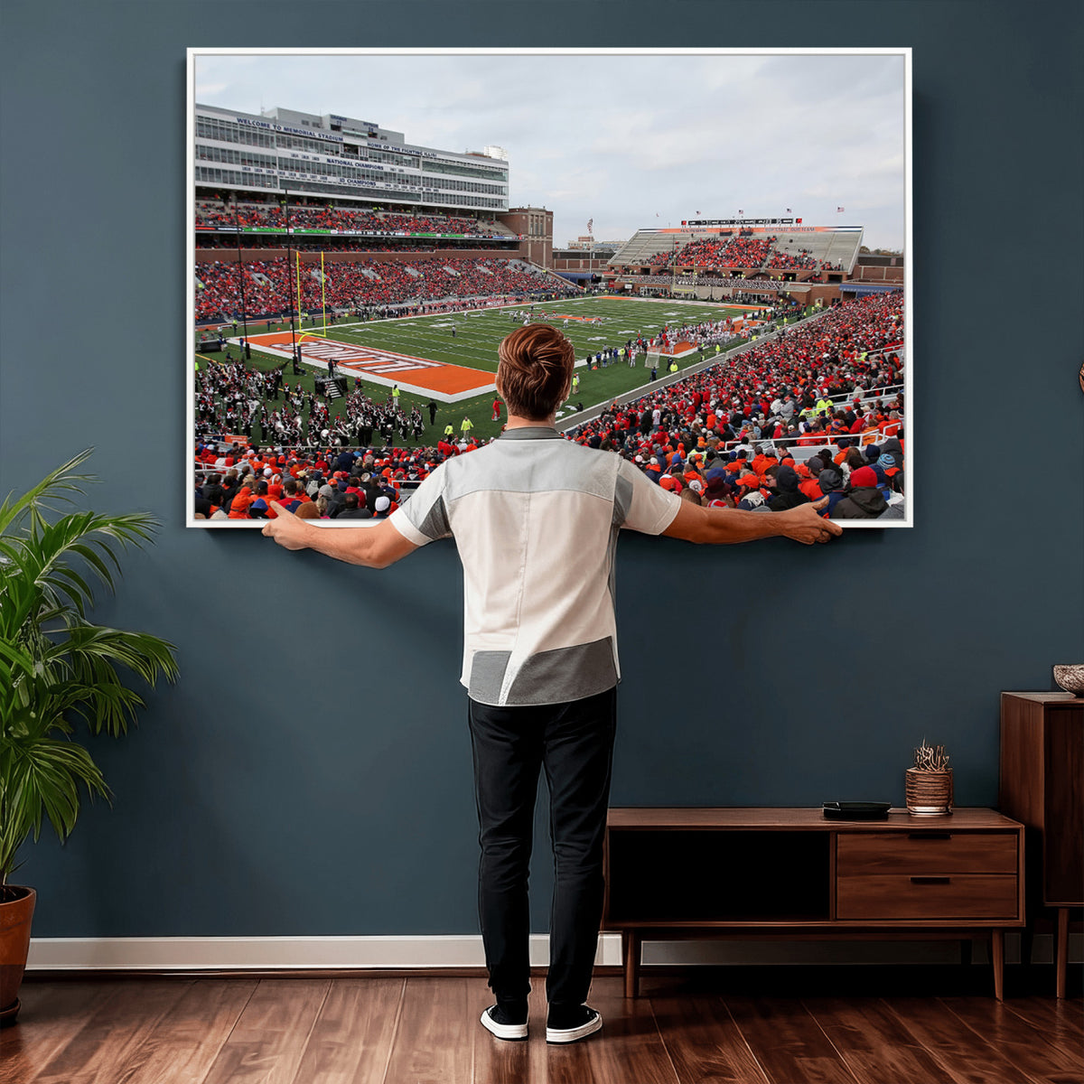 86851-MGV-CV-36X24 - University of Illinois Fighting Illini Football Team Print - Champaign Illinois Memorial Stadium