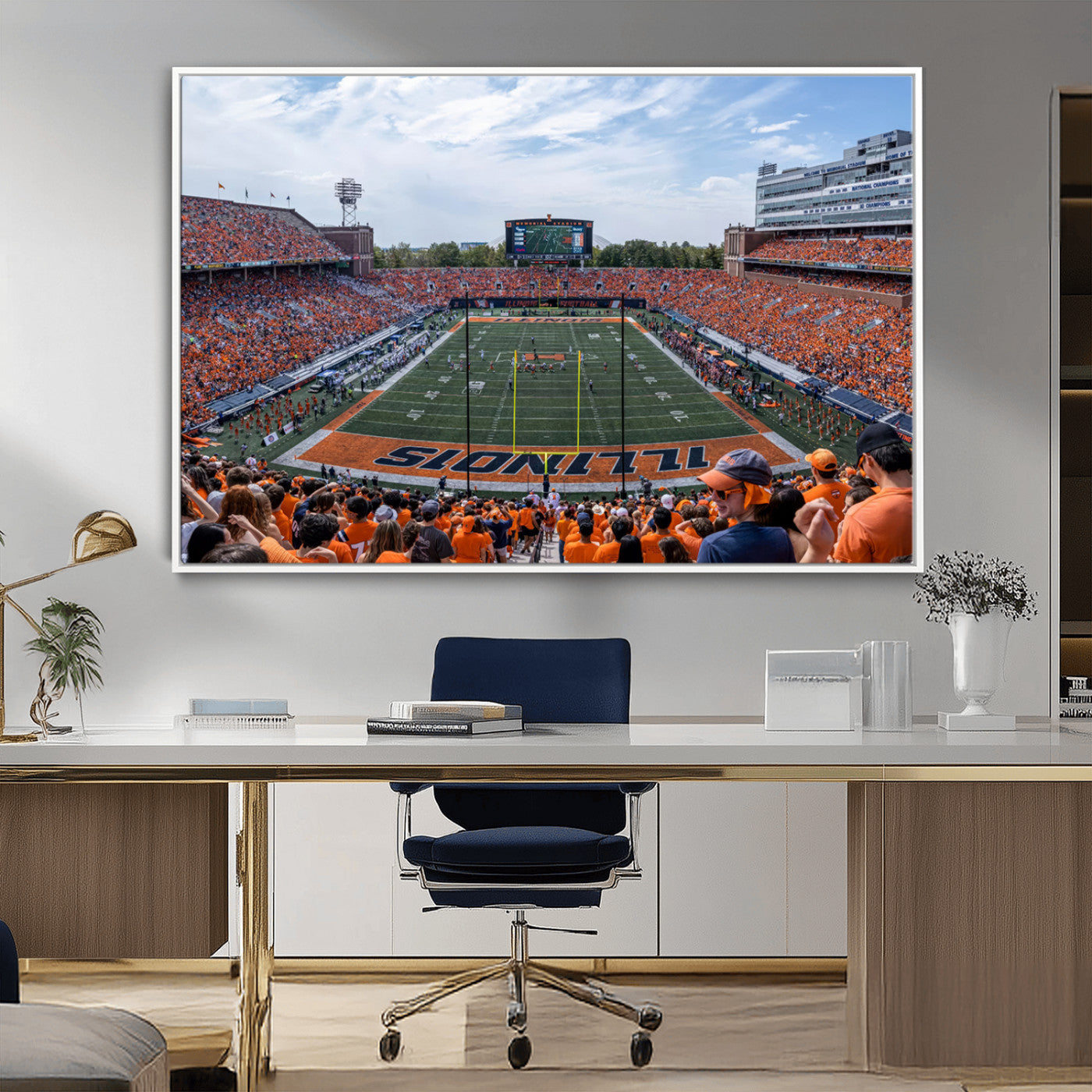 MGV-FC-36X24 - University of Illinois Fighting Illini Football Team Print Canvas - Champaign Illinois Memorial