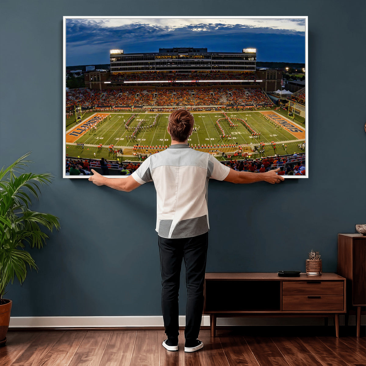 44513-MGV-CV-36X24 - University of Illinois Fighting Illini Football Team Print - Champaign Illinois Memorial Stadium