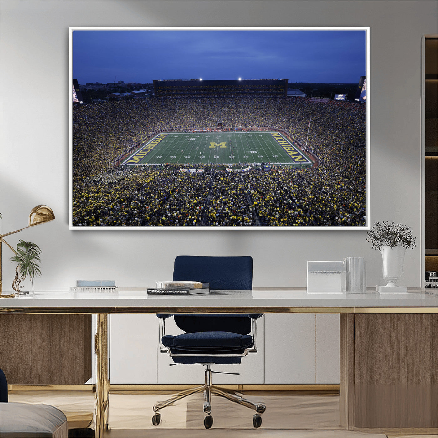 MGV-FC-36X24 - University of Michigan Wolverines Football Team Print - Ann Arbor Michigan Stadium Wall Art Canvas
