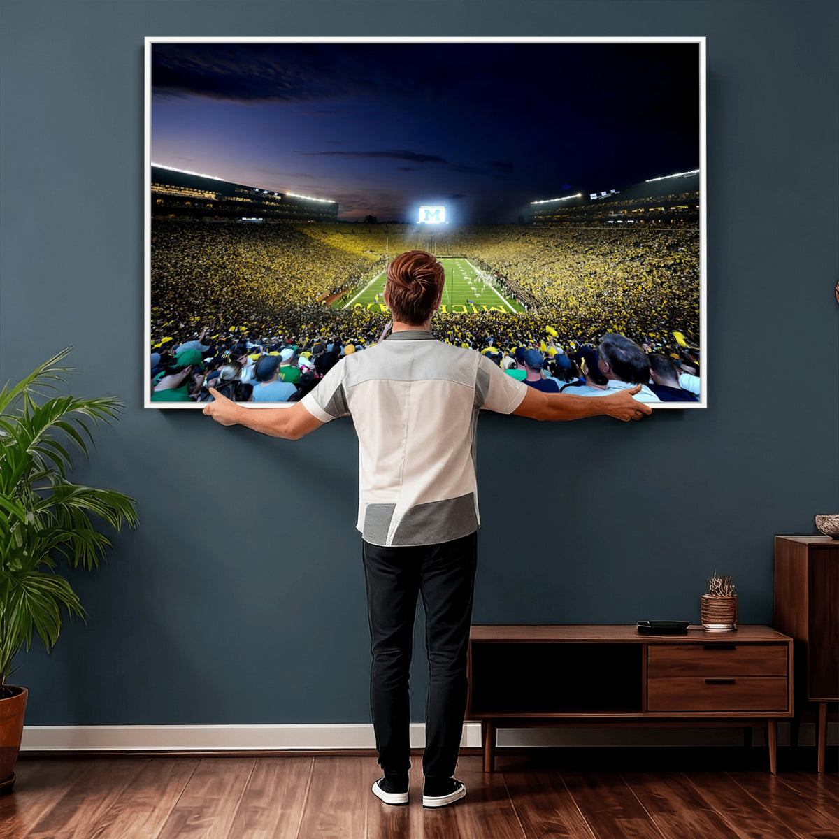 22115-MGV-CV-36X24 - University of Michigan Wolverines Football Team Print - Ann Arbor Michigan Stadium Canvas Print