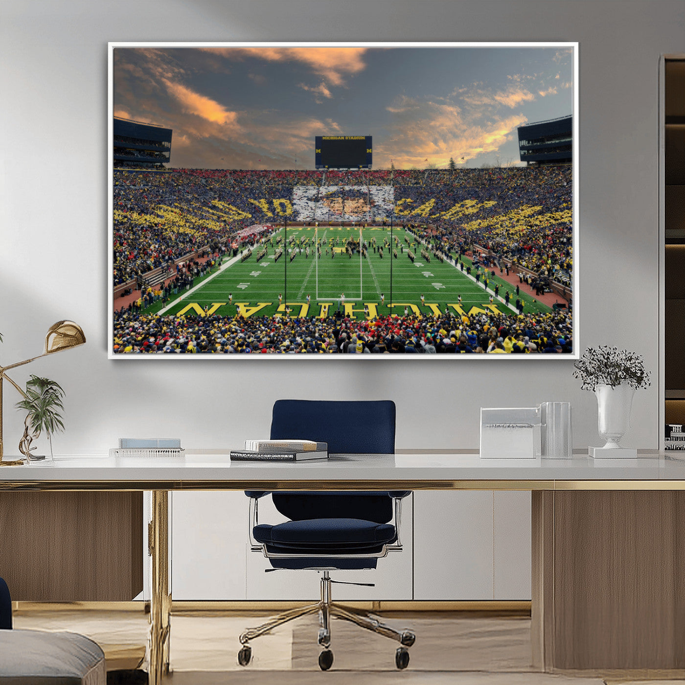 MGV-FC-36X24 - University of Michigan Wolverines Print Canvas, Football Team Print - Ann Arbor Michigan Stadium
