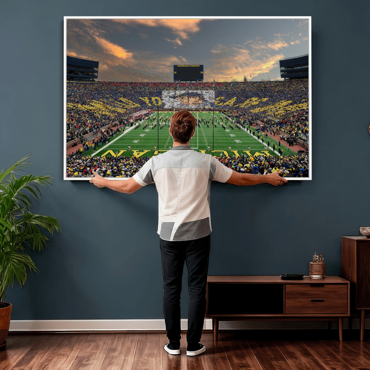 81843-MGV-CV-36X24 - University of Michigan Wolverines Print Canvas, Football Team Print - Ann Arbor Michigan Stadium