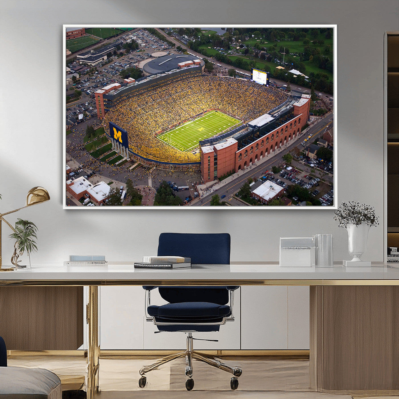 MGV-FC-36X24 - University of Michigan Wolverines Football Team Print - Ann Arbor Michigan Stadium Wall Art Canvas