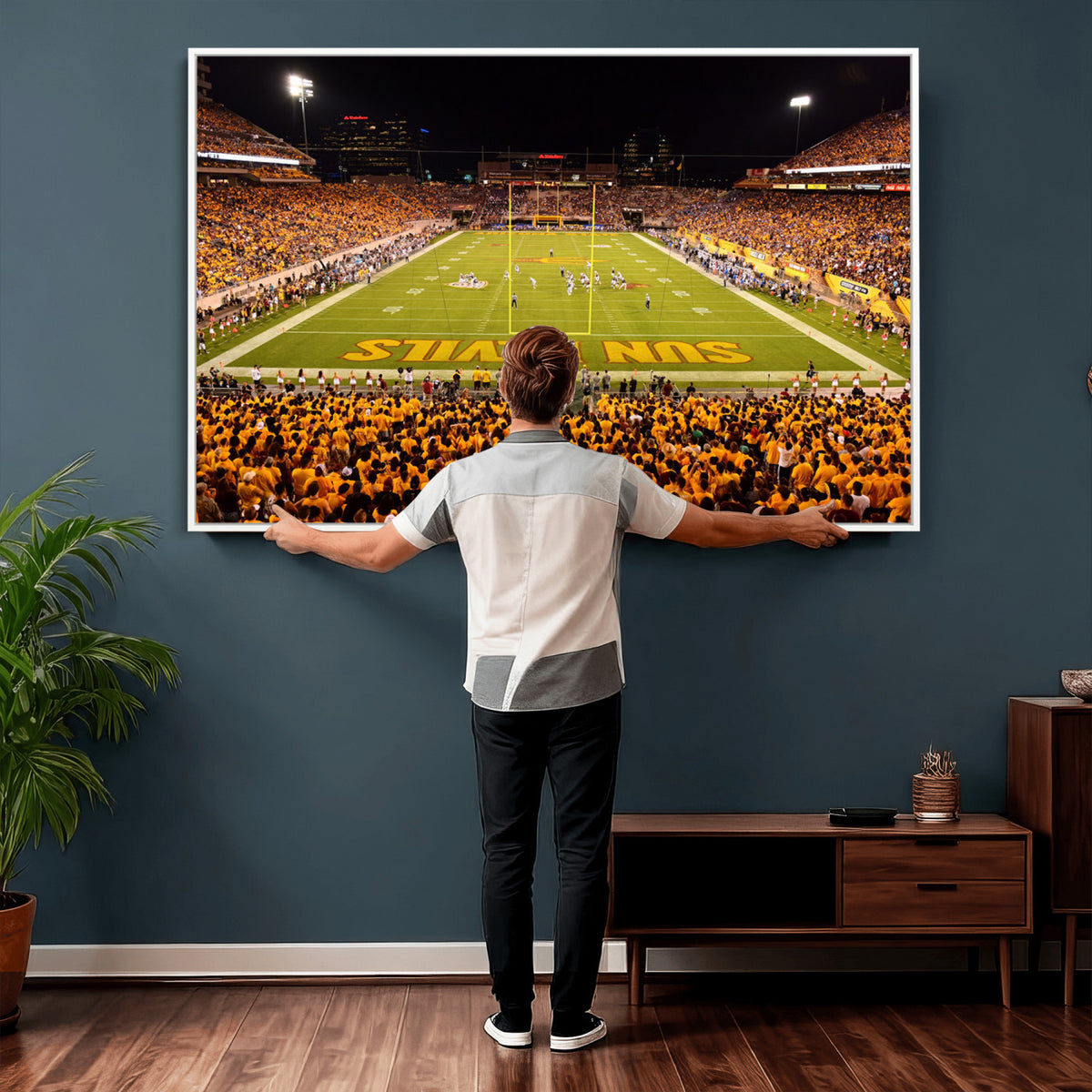21588-MGV-CV-36X24 - ASU Sun Devils Football Team Print - Phoenix Mountain America Stadium Wall Art Canvas Print