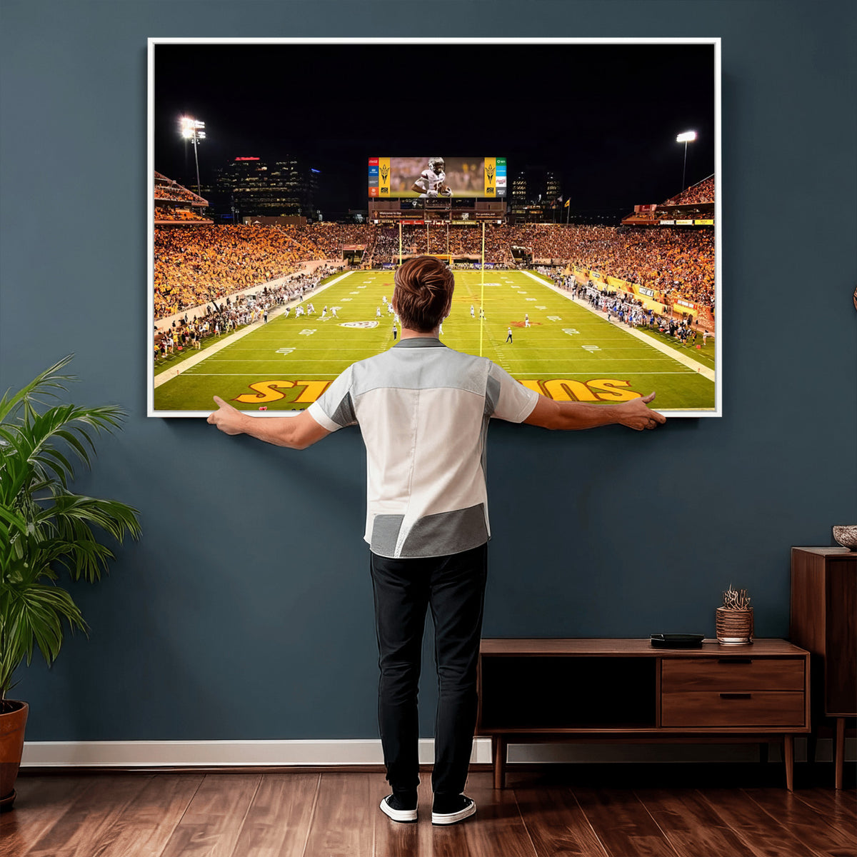 87612-MGV-CV-36X24 - ASU Sun Devils Football Team Print - Phoenix Mountain America Stadium Canvas Print