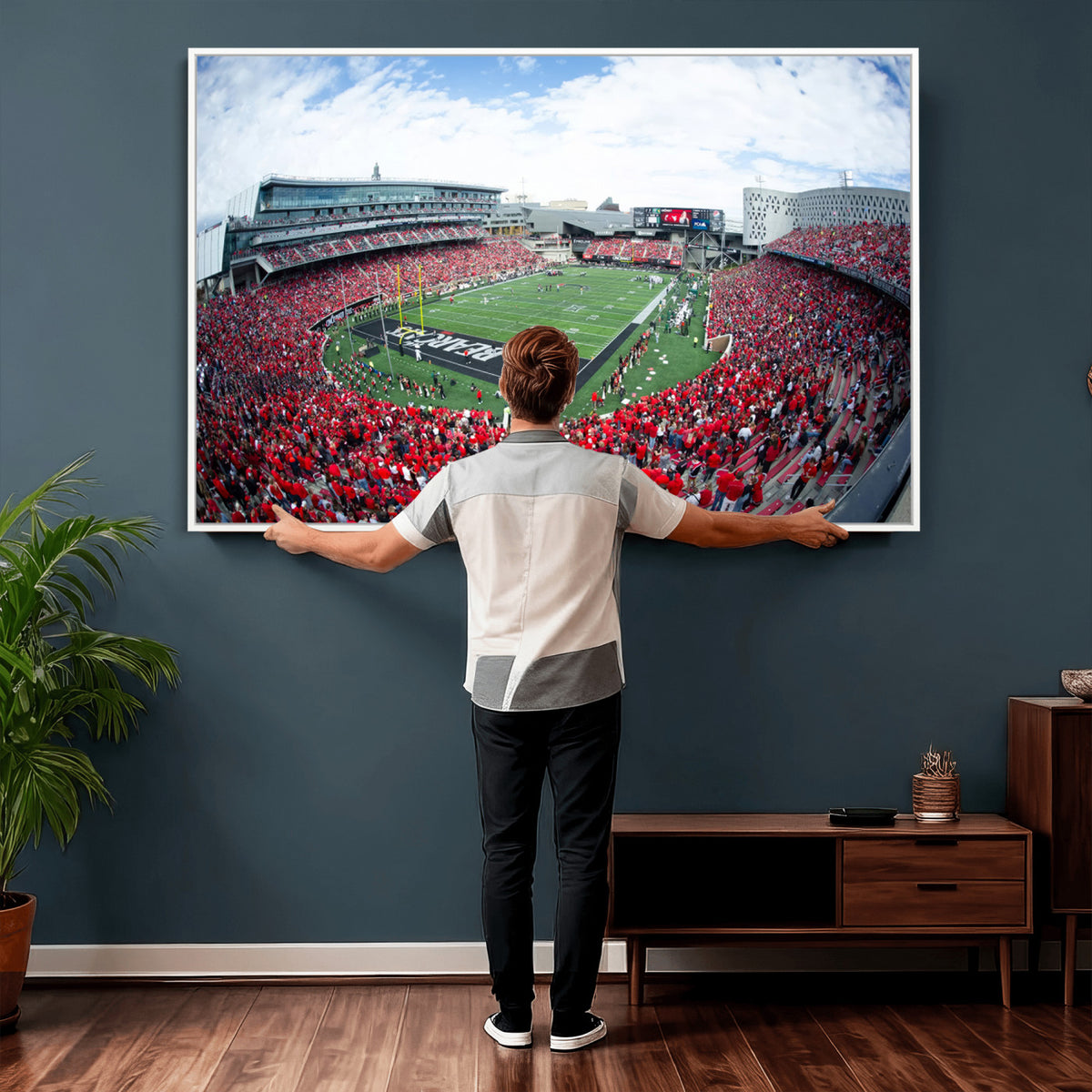 54070-MGV-CV-36X24 - Cincinnati Bearcats Football Team Print - Nippert Stadium Wall Art Canvas Print