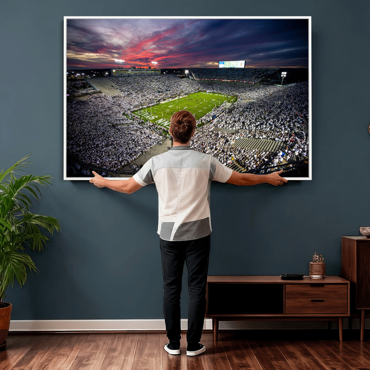 37304-MGV-CV-36X24 - Penn State Nittany Lions Football Team Print - University Park Beaver Stadium Art Canvas Print