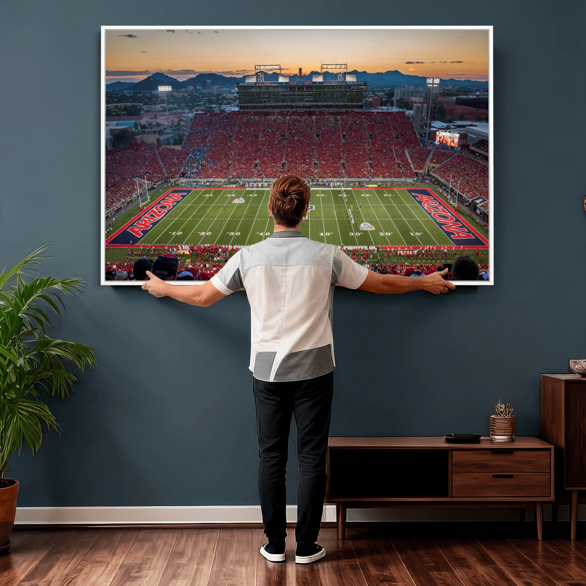 45563-MGV-CV-36X24 - Arizona Wildcats Football Team Print - Tucson Arizona Stadium Wall Art Canvas Print