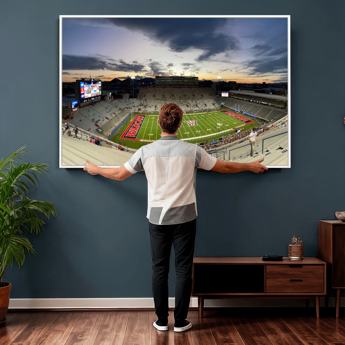 24339-MGV-CV-36X24 - Arizona Wildcats Football Team Print - Tucson Arizona Stadium Wall Art Canvas Print